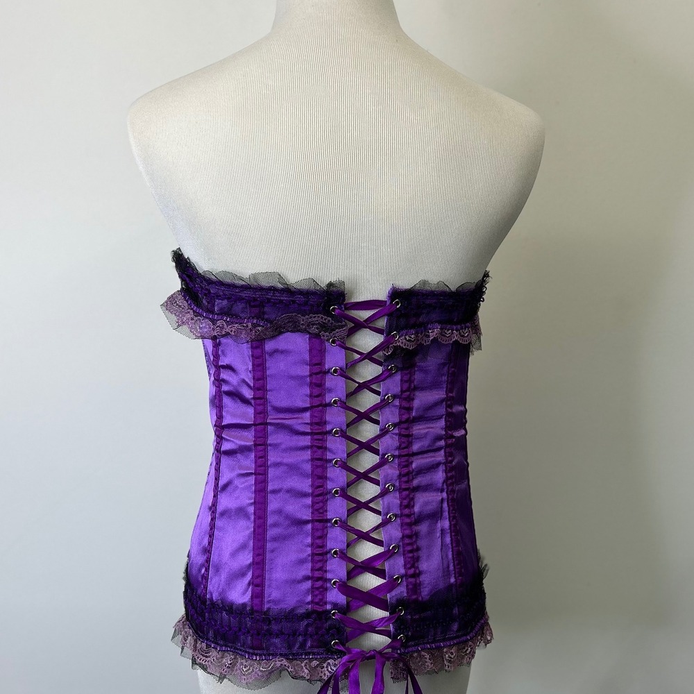 Starline Purple Corset Top Women's‎ Size 34 Small Lace Up Side Zipper Coquette - Picture 2 of 9
